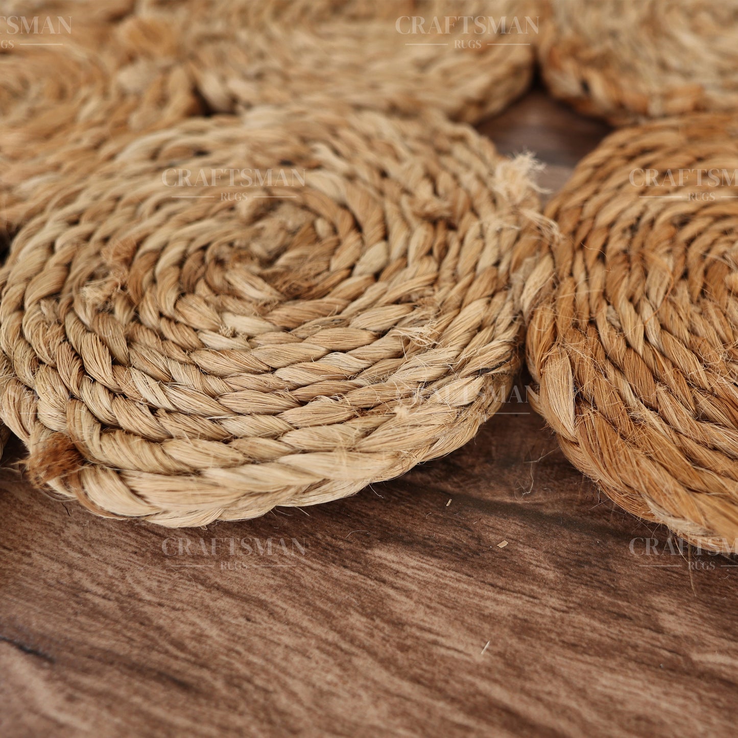 Bloomcrest Round Jute Hand-Woven Natural Rug – Braided Boho Farmhouse Floral Circle Area Carpet for Living Room Bedroom Entryway
