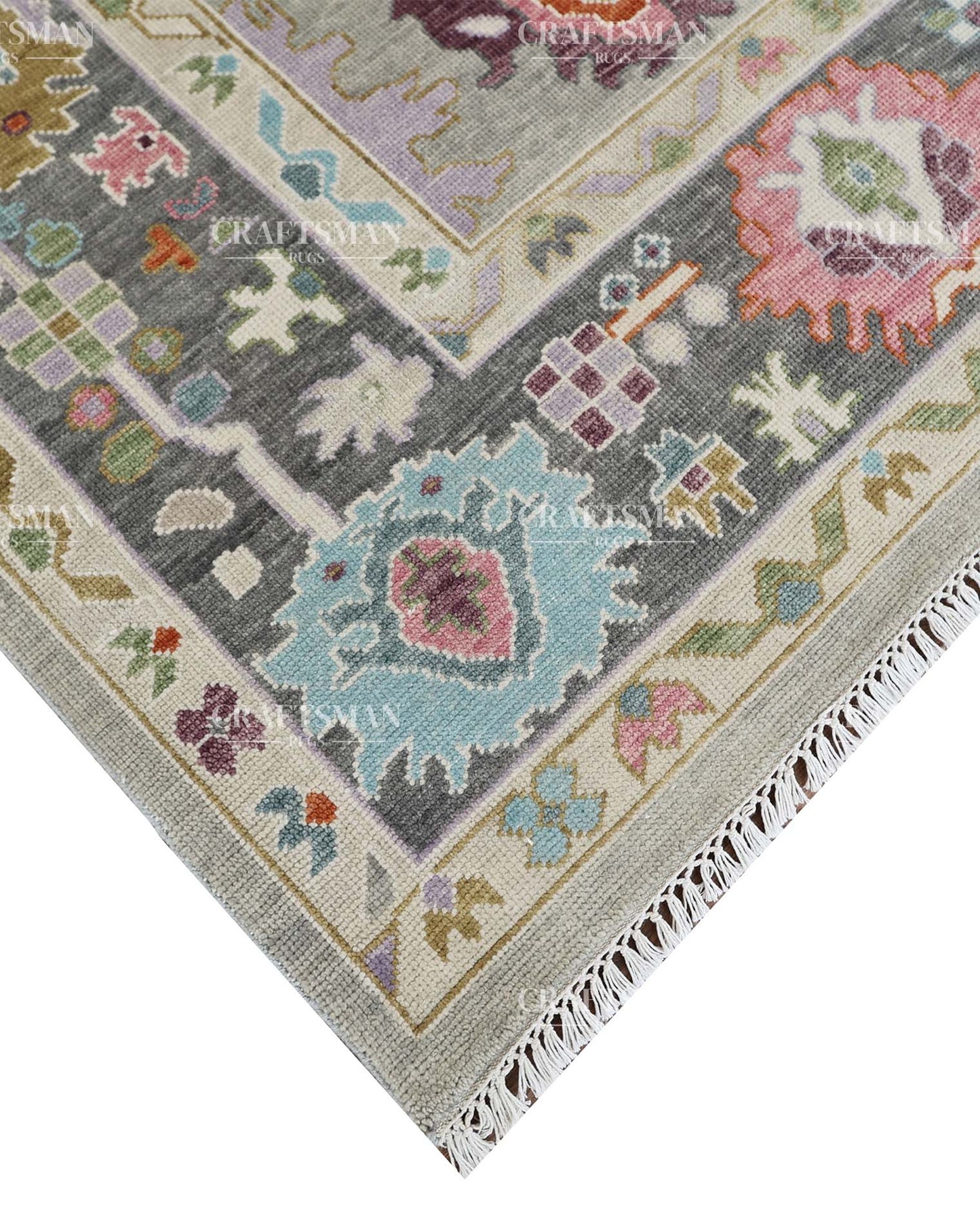 Myrasha Wool Hand-Knotted Oushak-Inspired Rug