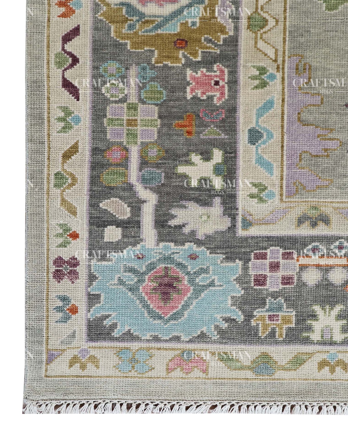 Myrasha Wool Hand-Knotted Oushak-Inspired Rug