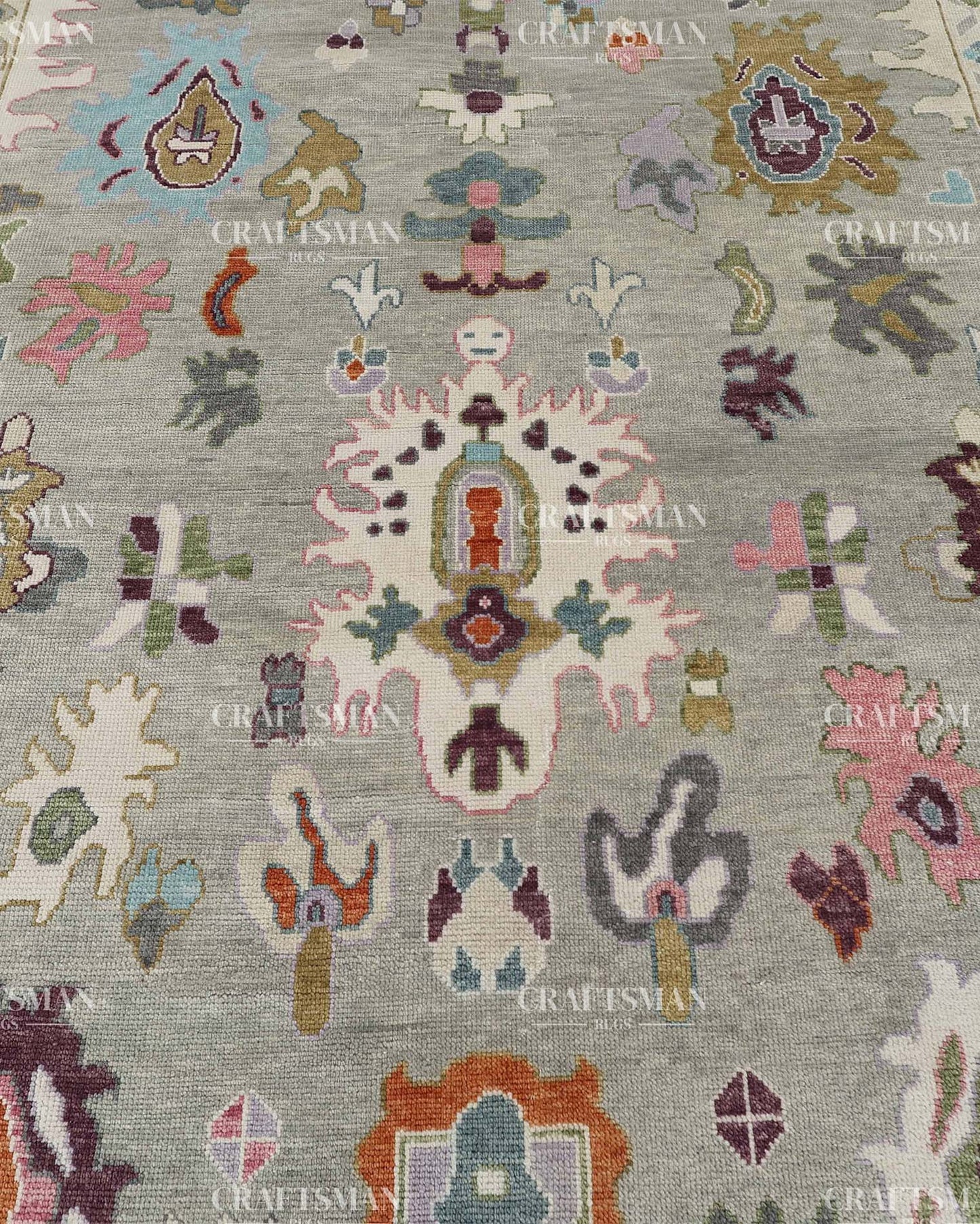 Myrasha Wool Hand-Knotted Oushak-Inspired Rug