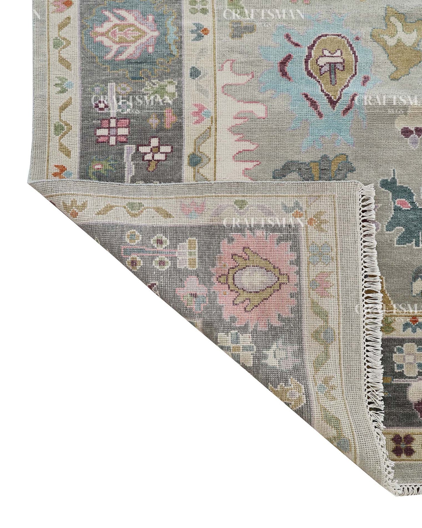 Myrasha Wool Hand-Knotted Oushak-Inspired Rug