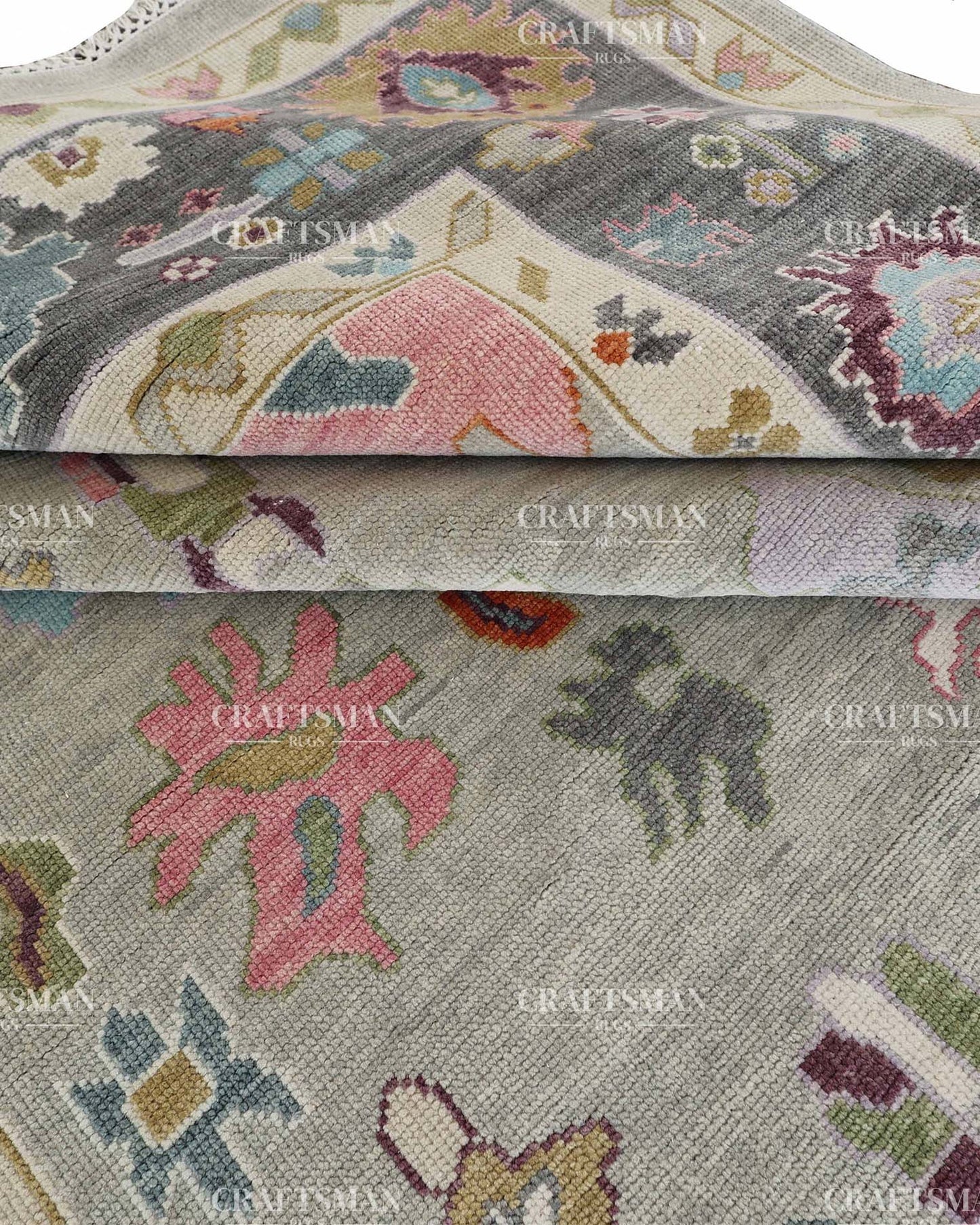 Myrasha Wool Hand-Knotted Oushak-Inspired Rug