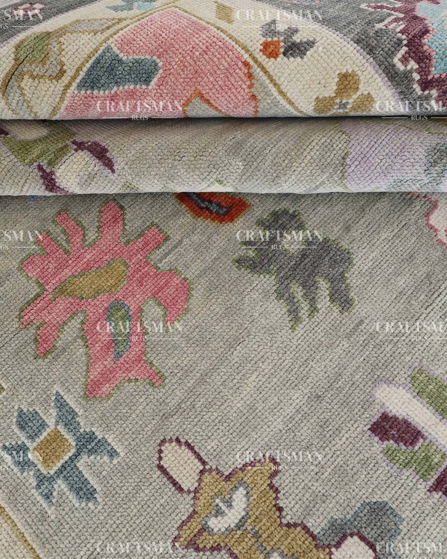 Myrasha Wool Hand-Knotted Oushak-Inspired Rug