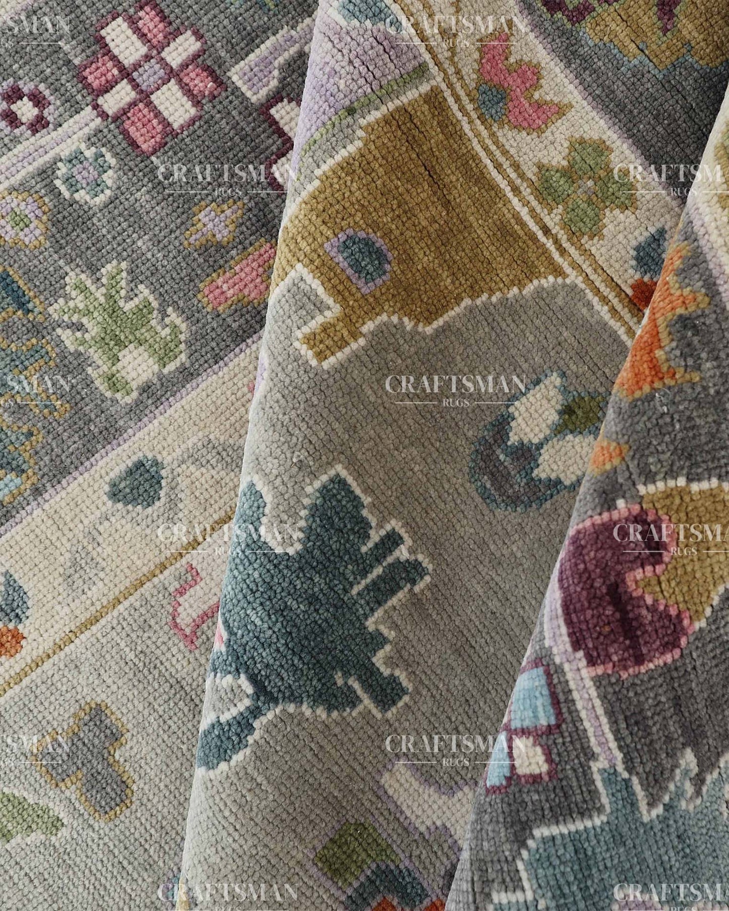 Myrasha Wool Hand-Knotted Oushak-Inspired Rug