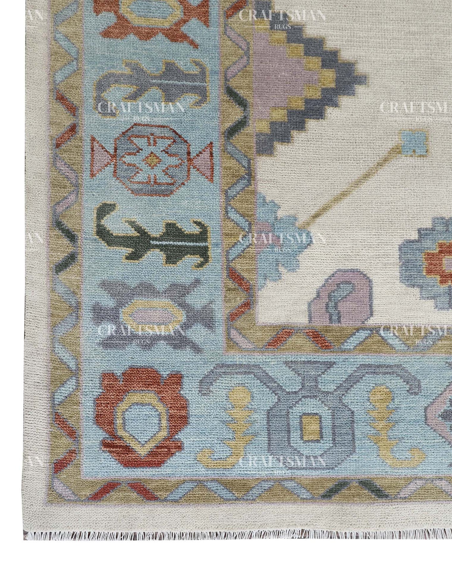 Orvethra Wool Hand-Knotted Oushak-Inspired Rug