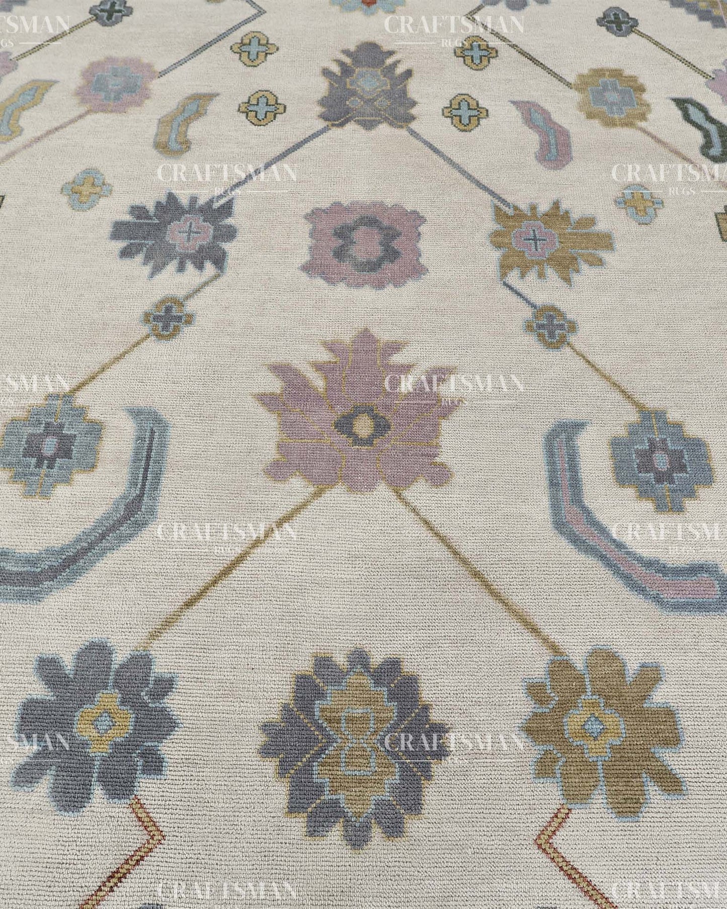 Orvethra Wool Hand-Knotted Oushak-Inspired Rug