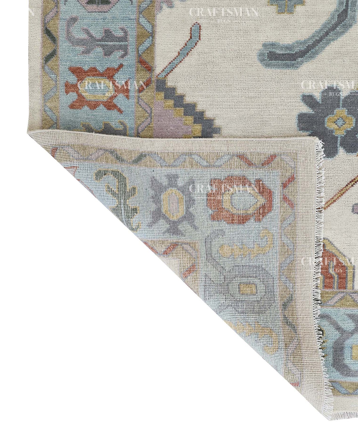 Orvethra Wool Hand-Knotted Oushak-Inspired Rug