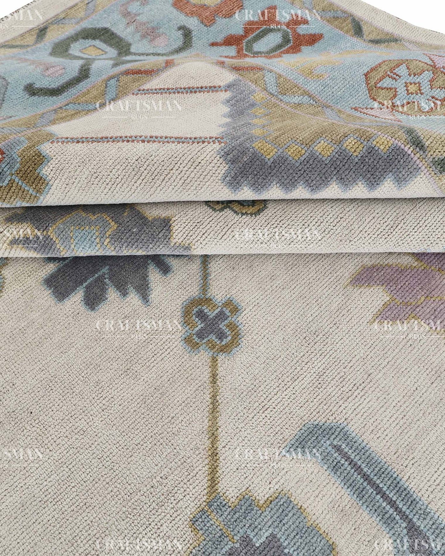 Orvethra Wool Hand-Knotted Oushak-Inspired Rug