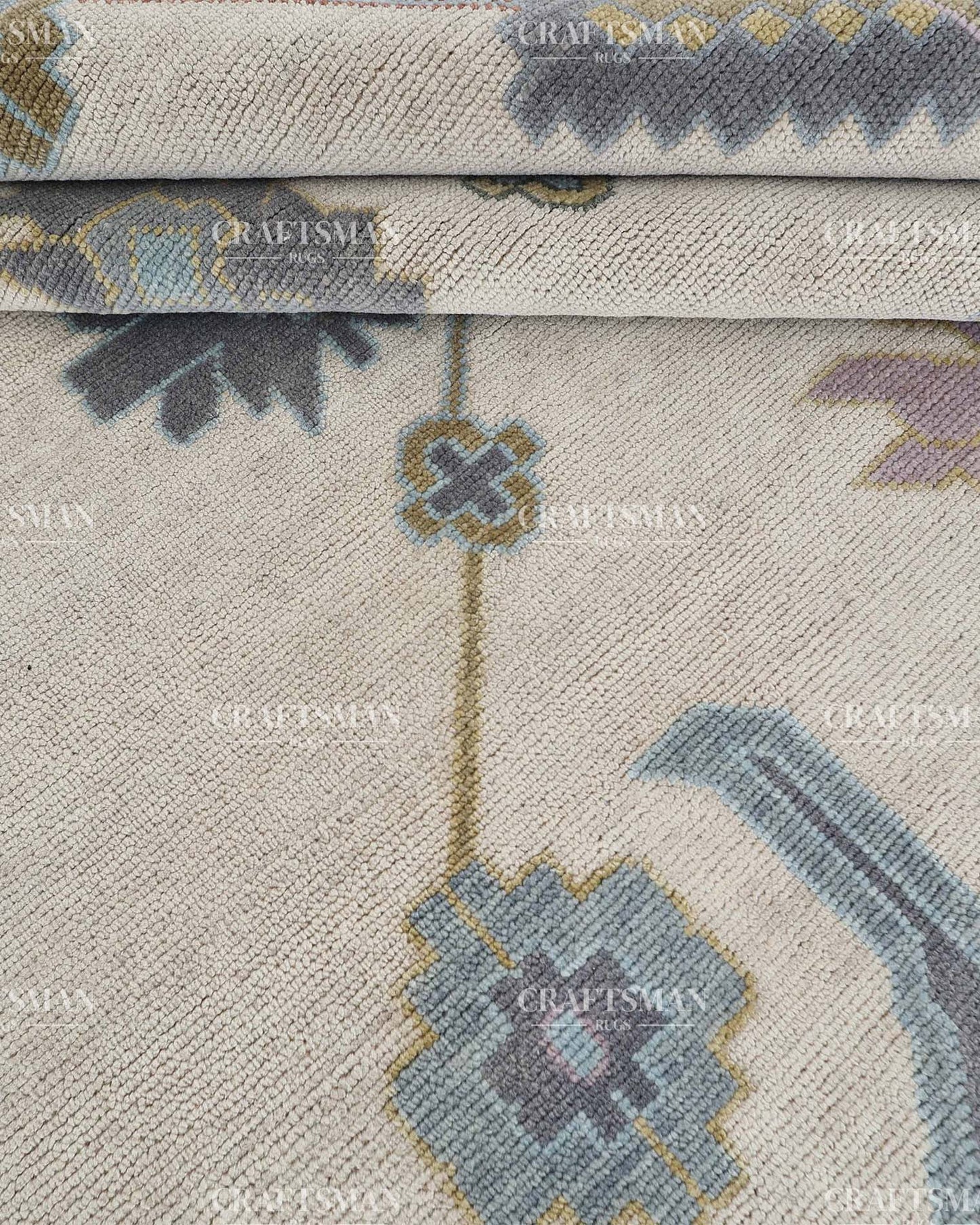 Orvethra Wool Hand-Knotted Oushak-Inspired Rug