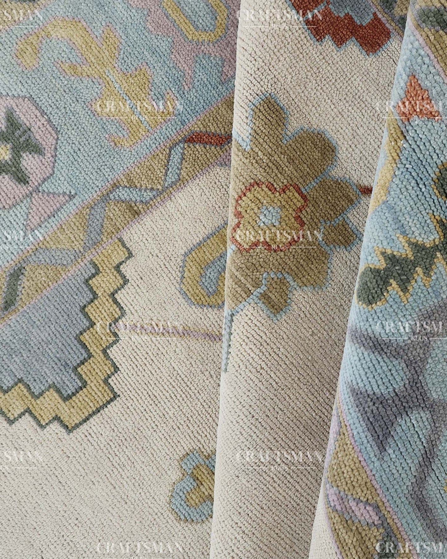Orvethra Wool Hand-Knotted Oushak-Inspired Rug