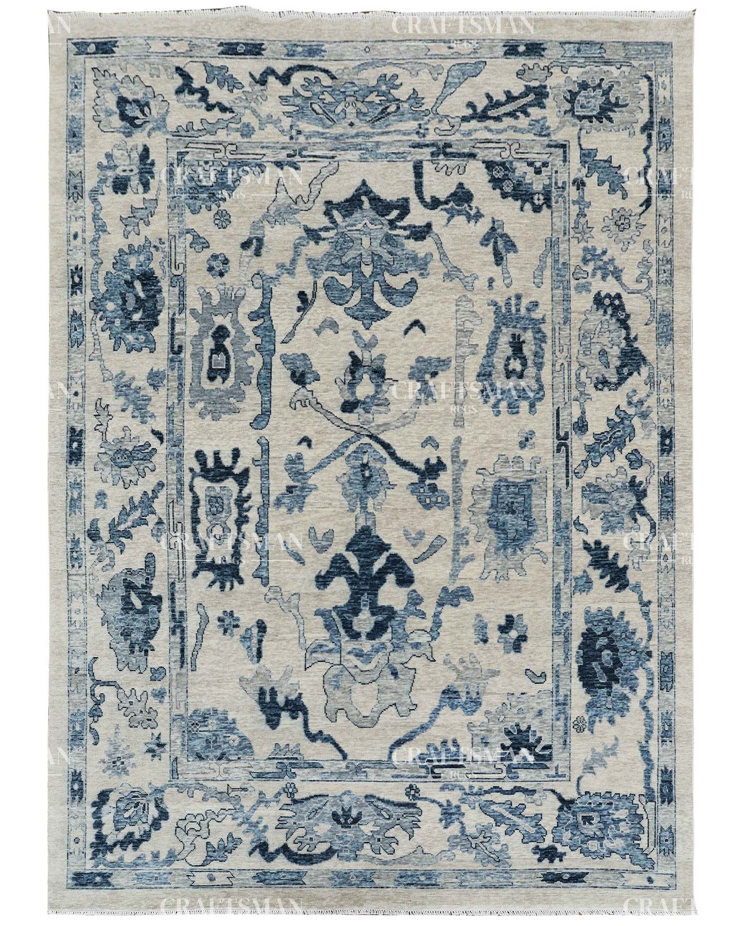 Lyvhera Wool Hand-Knotted Oushak-Inspired Rug