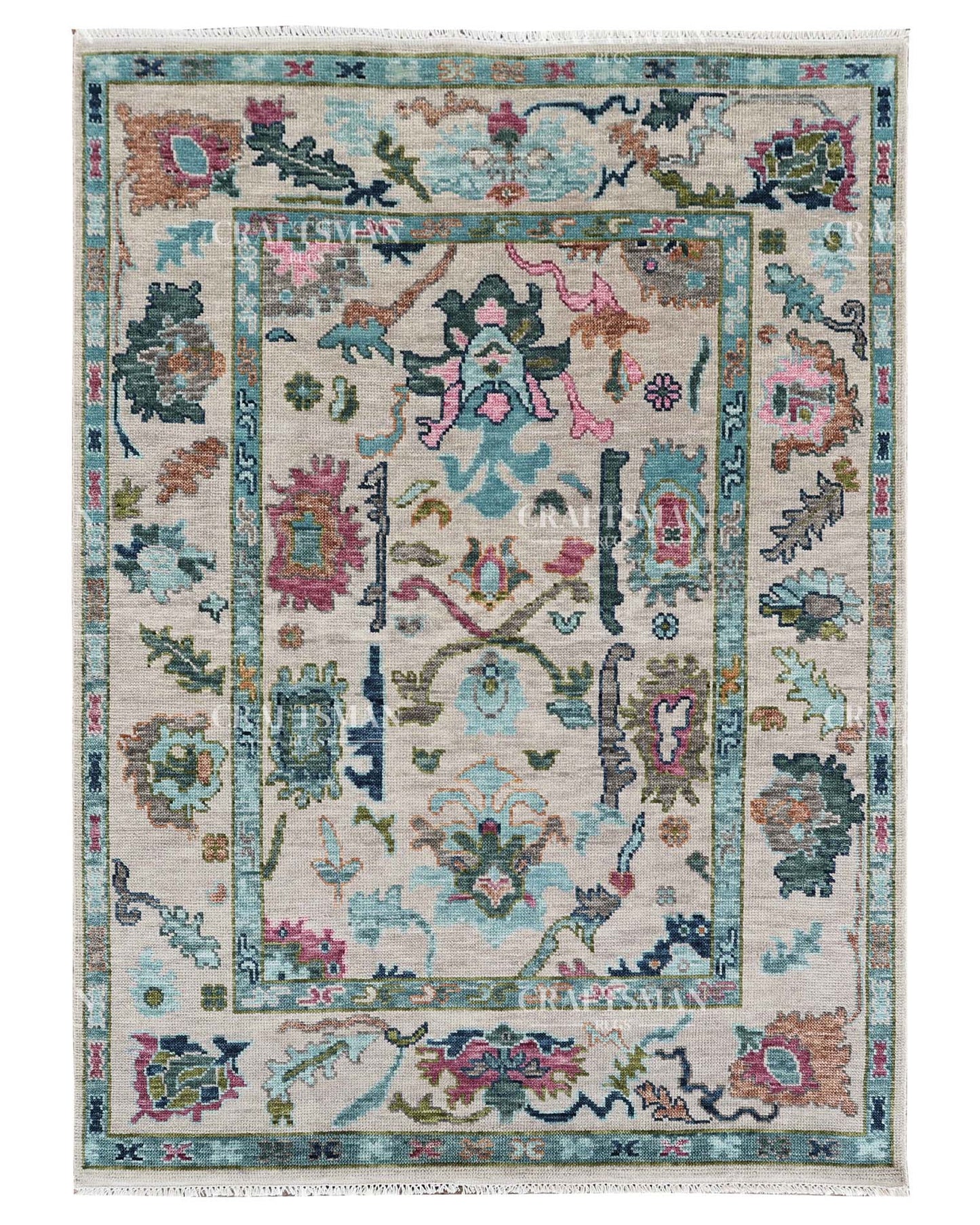 Draevel Wool Hand-Knotted Oushak-Inspired Rug