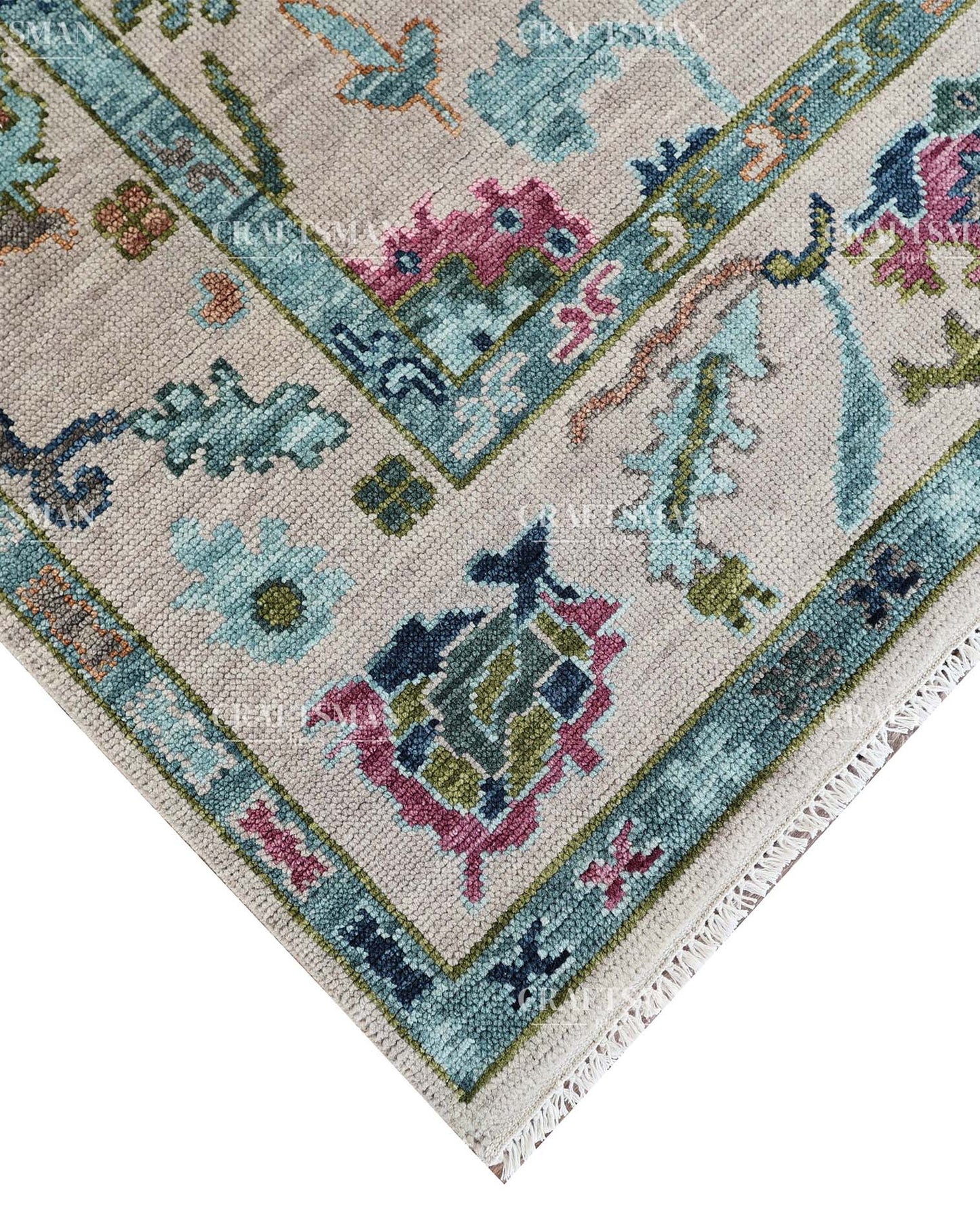Draevel Wool Hand-Knotted Oushak-Inspired Rug