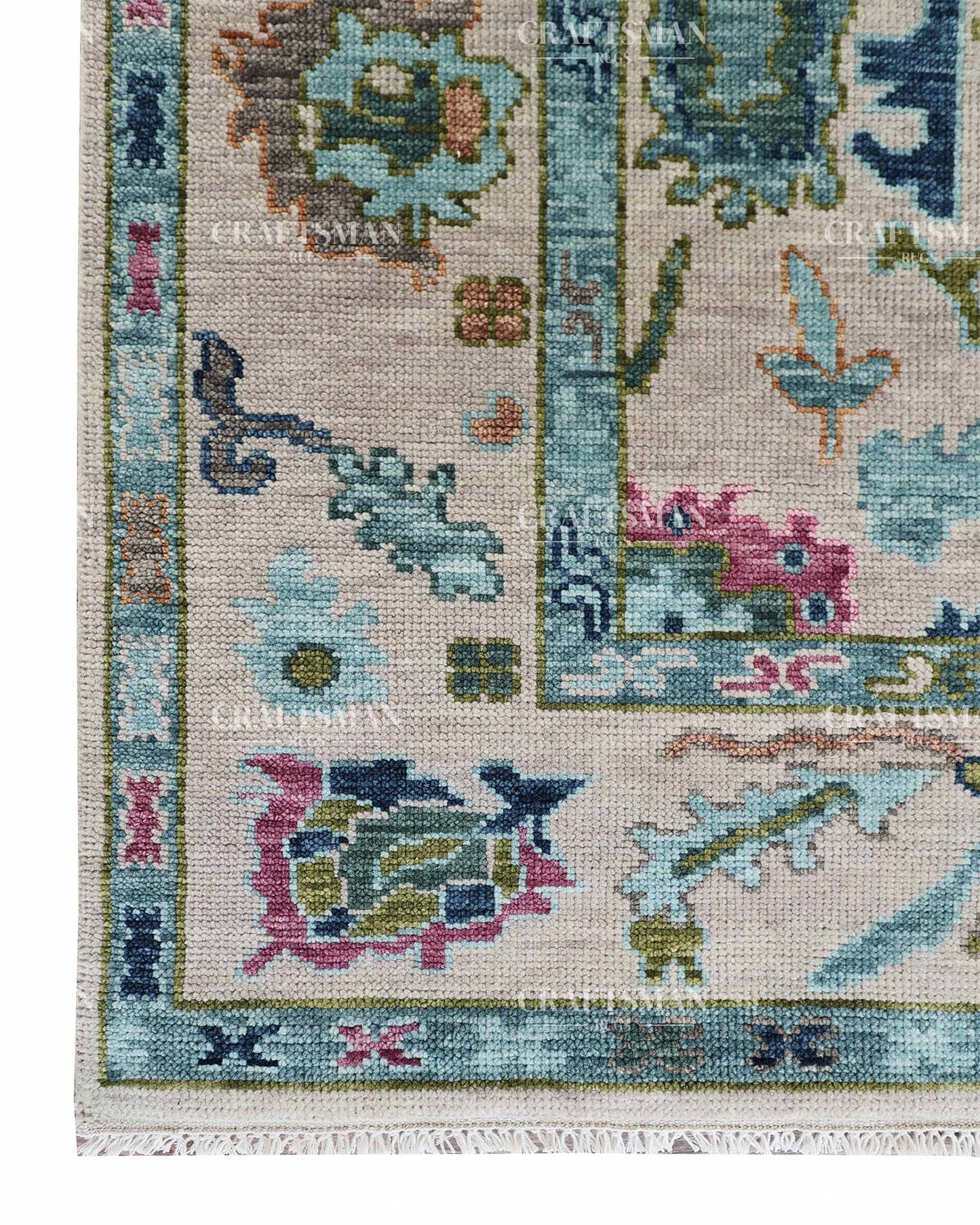 Draevel Wool Hand-Knotted Oushak-Inspired Rug