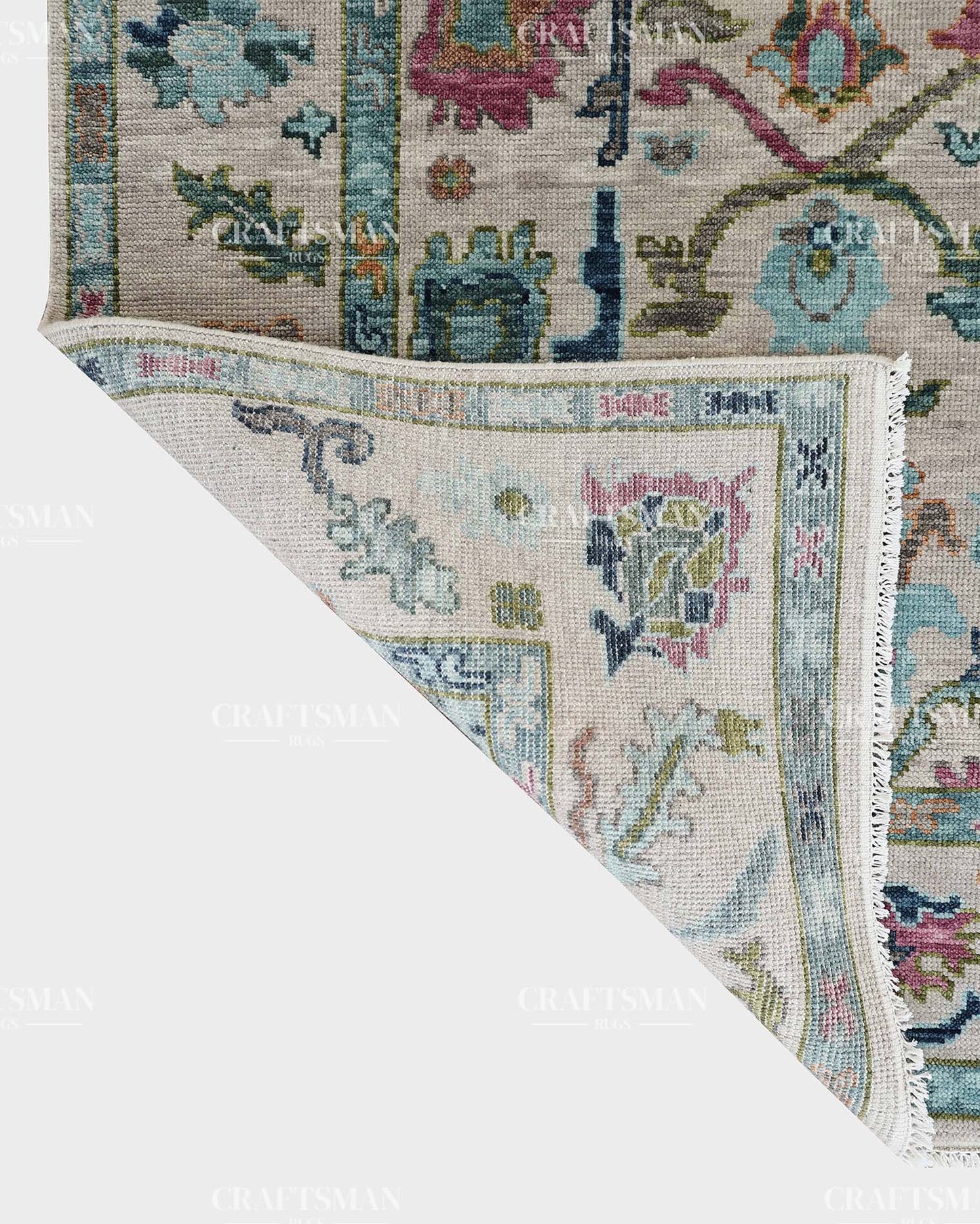 Draevel Wool Hand-Knotted Oushak-Inspired Rug