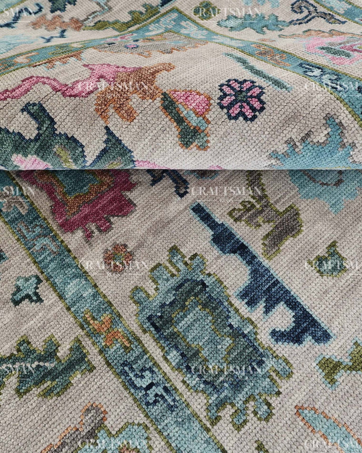 Draevel Wool Hand-Knotted Oushak-Inspired Rug