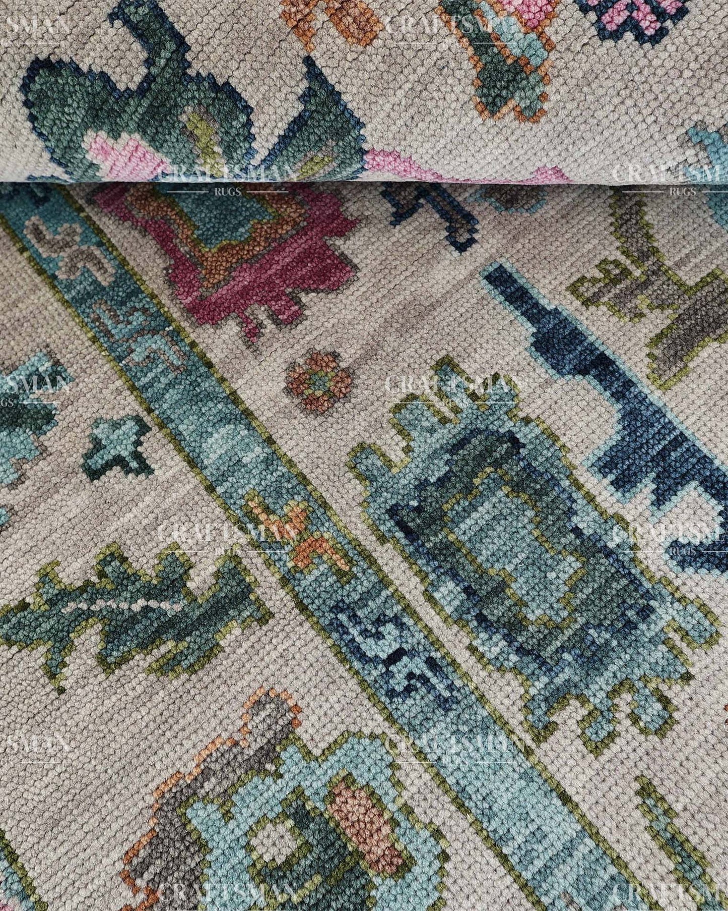 Draevel Wool Hand-Knotted Oushak-Inspired Rug