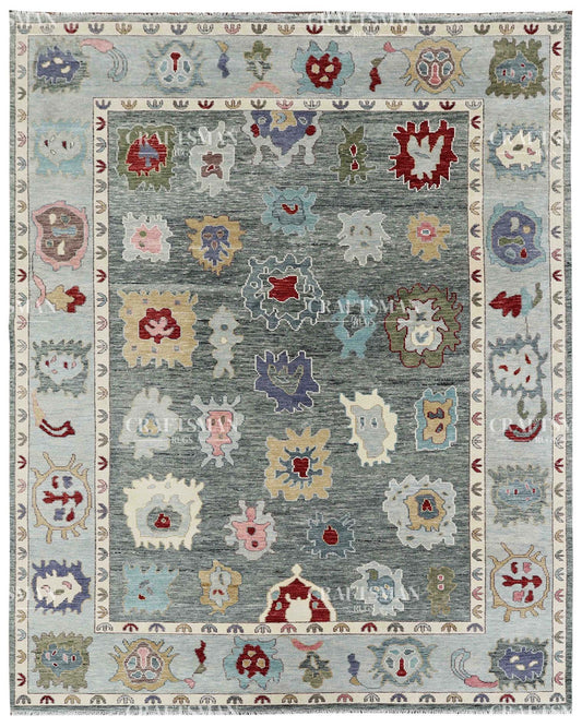 Quyora Wool Hand-Knotted Oushak-Inspired Rug