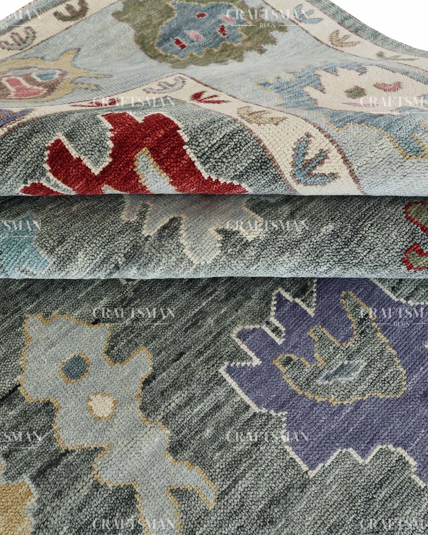 Quyora Wool Hand-Knotted Oushak-Inspired Rug