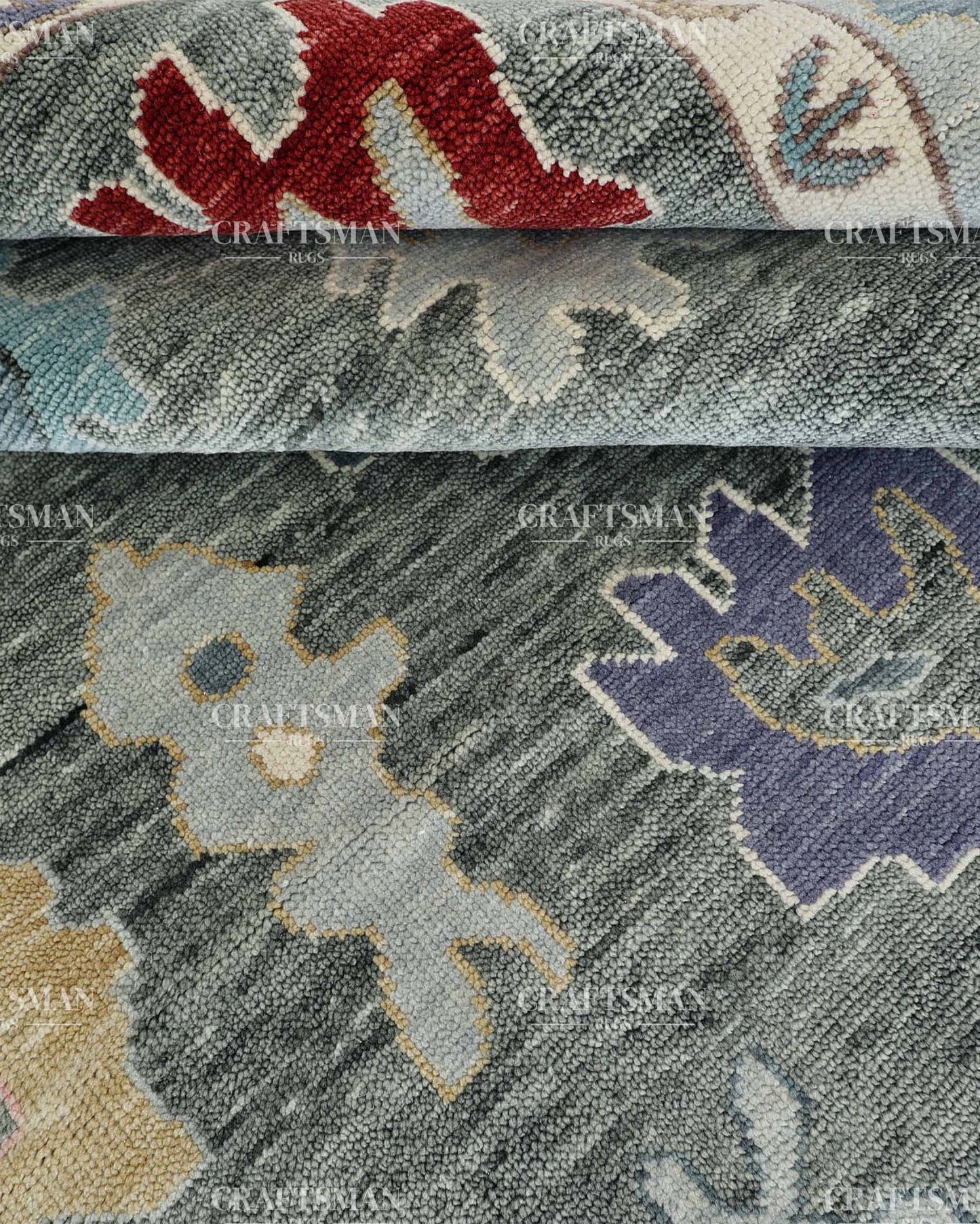 Quyora Wool Hand-Knotted Oushak-Inspired Rug