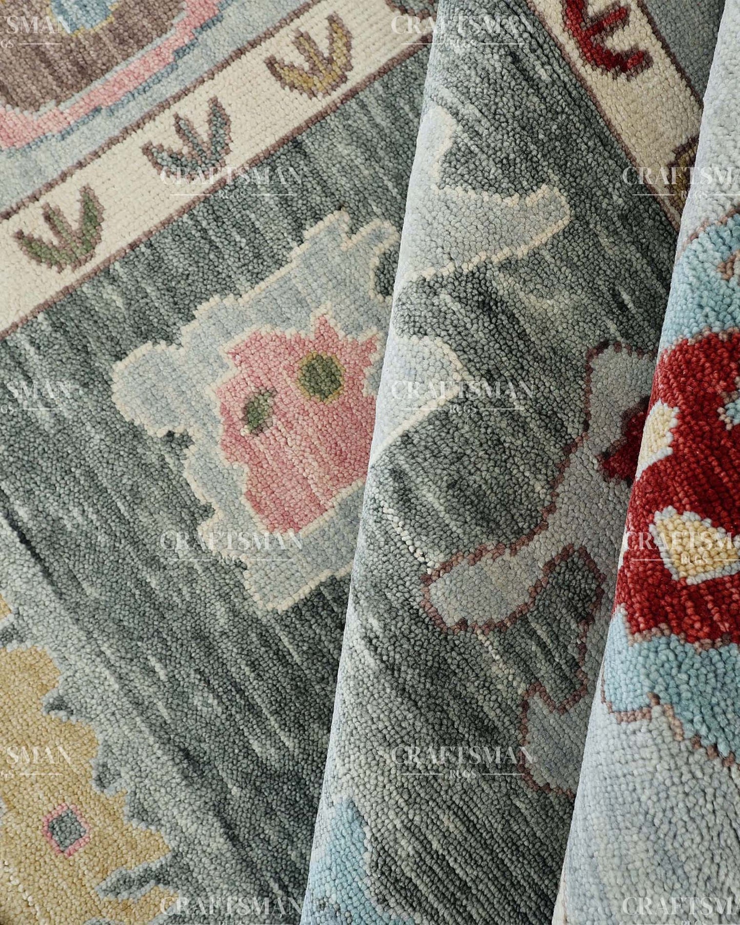 Quyora Wool Hand-Knotted Oushak-Inspired Rug