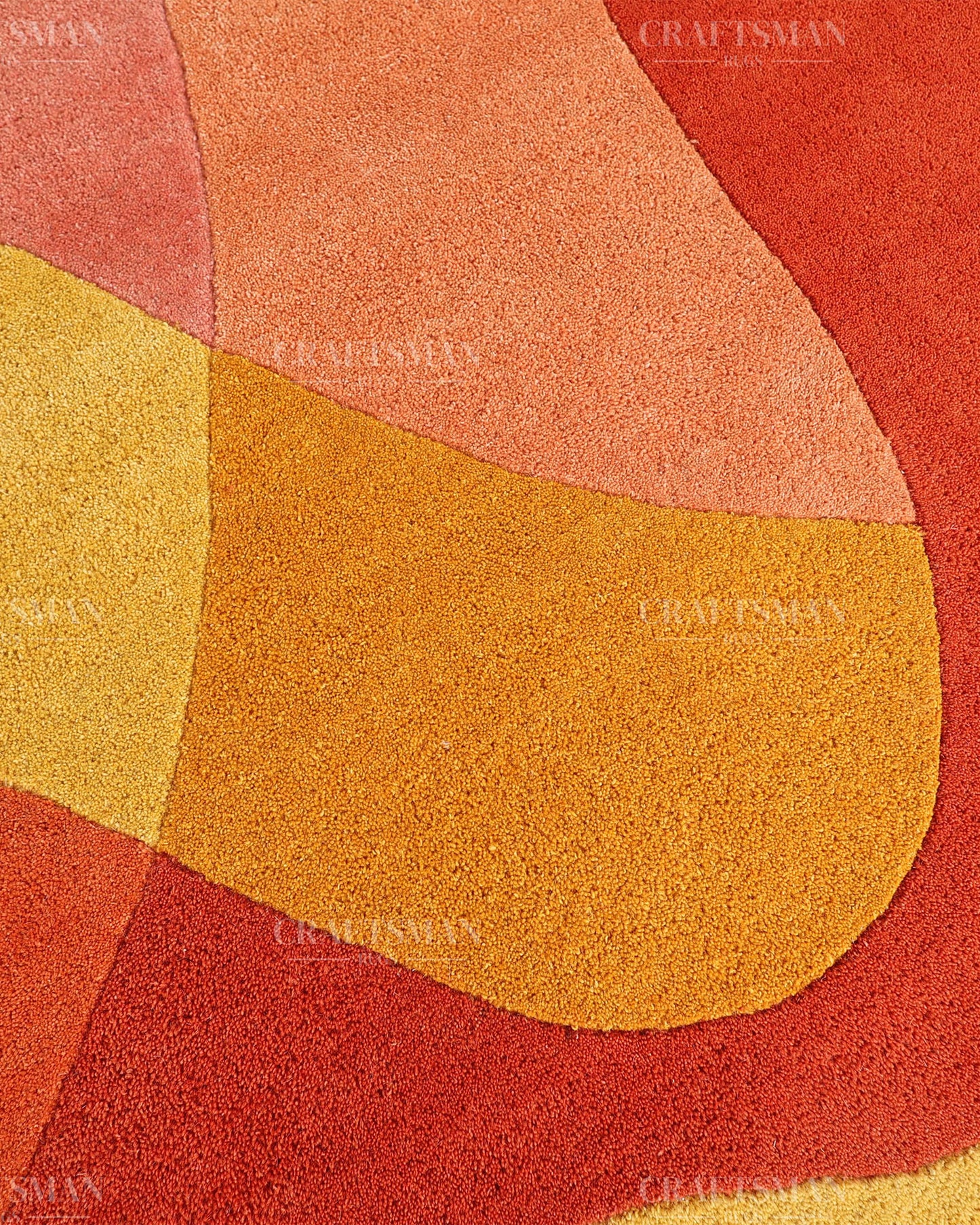 Hand Tufted Abstract Multicolor Area Rug – Modern Geometric Wave Wool Rug for Living Room & Bedroom
