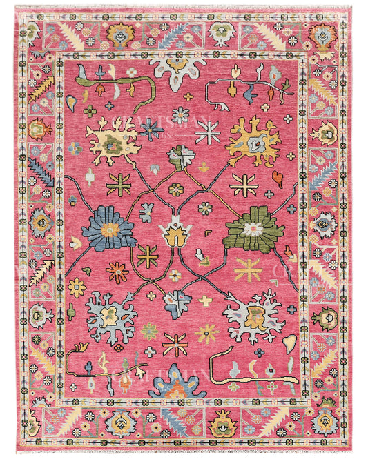 Rovric Wool Hand-Knotted Oushak-Inspired Rug
