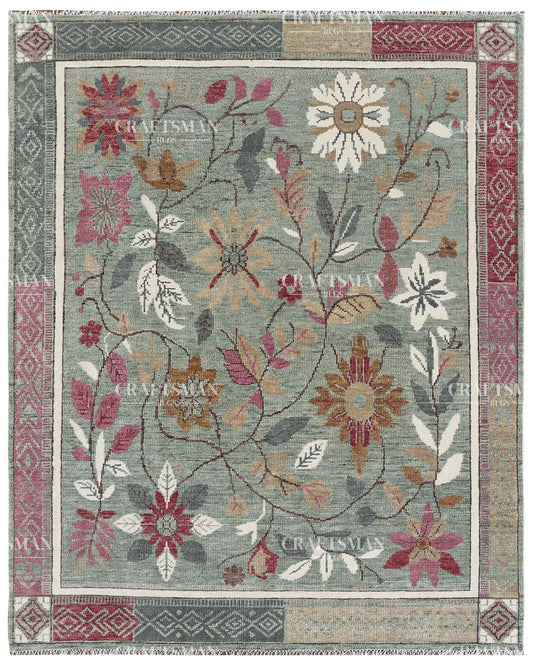 Morvis Wool Hand-Knotted Oushak-Inspired Rug