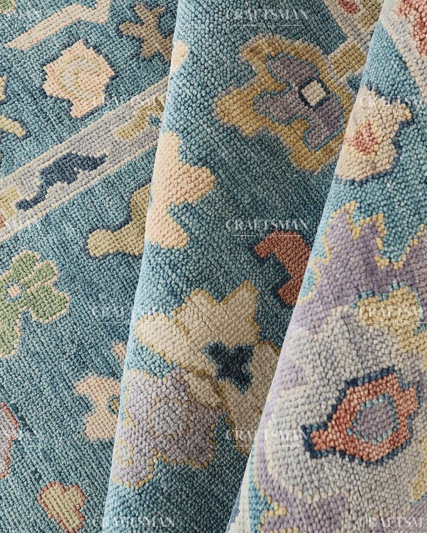 Solrin Wool Hand-Knotted Oushak-Inspired Rug