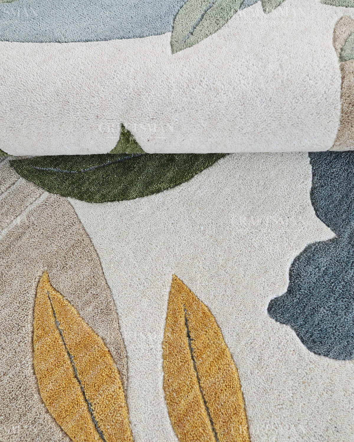 Modern Botanical Floral Area Rug, Abstract Flower Pattern Carpet, Sage Green Terracotta Blue Rug, Contemporary Nature Inspired Home Decor