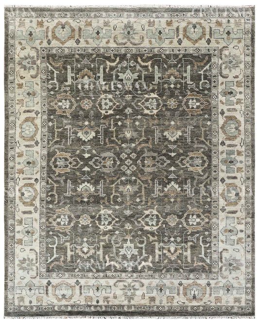 Terin Wool Hand-Knotted Oushak-Inspired Rug