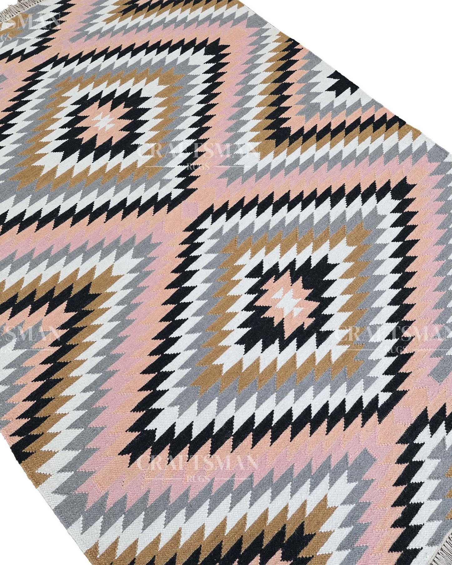 4x6 feet Wool Flatweave Dhurrie (Kelim) Rug | Craftsman Rugs Exclusive