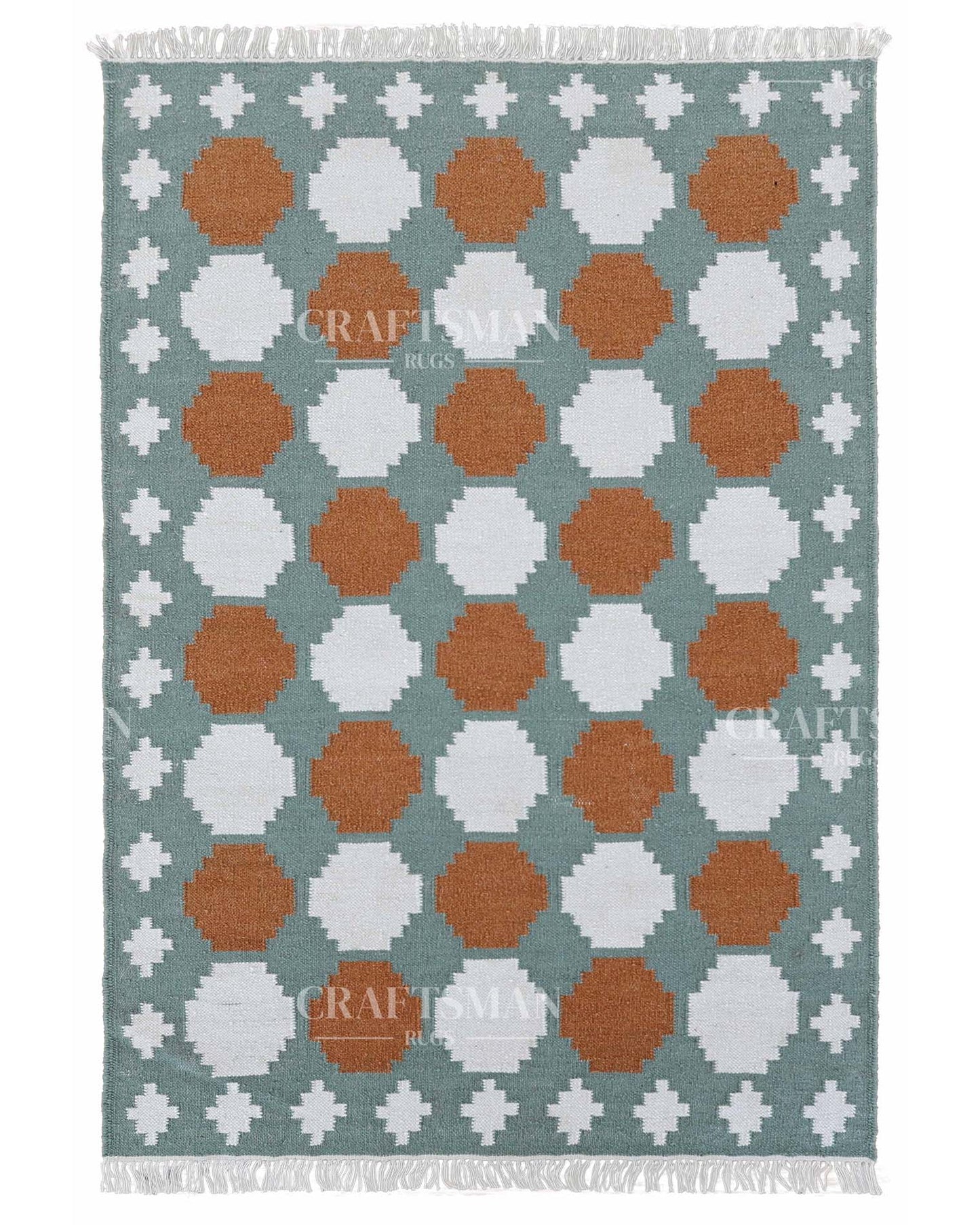 Latticea Wool Dhurrie Hand-Woven Flatweave Rug