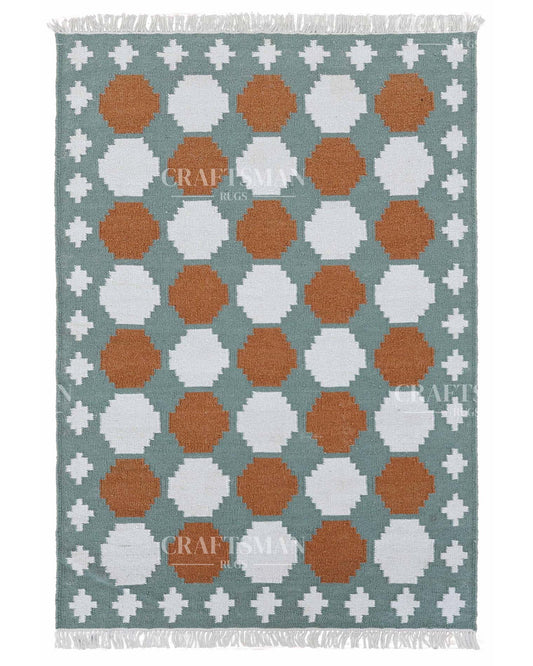 Latticea Wool Dhurrie Hand-Woven Flatweave Rug