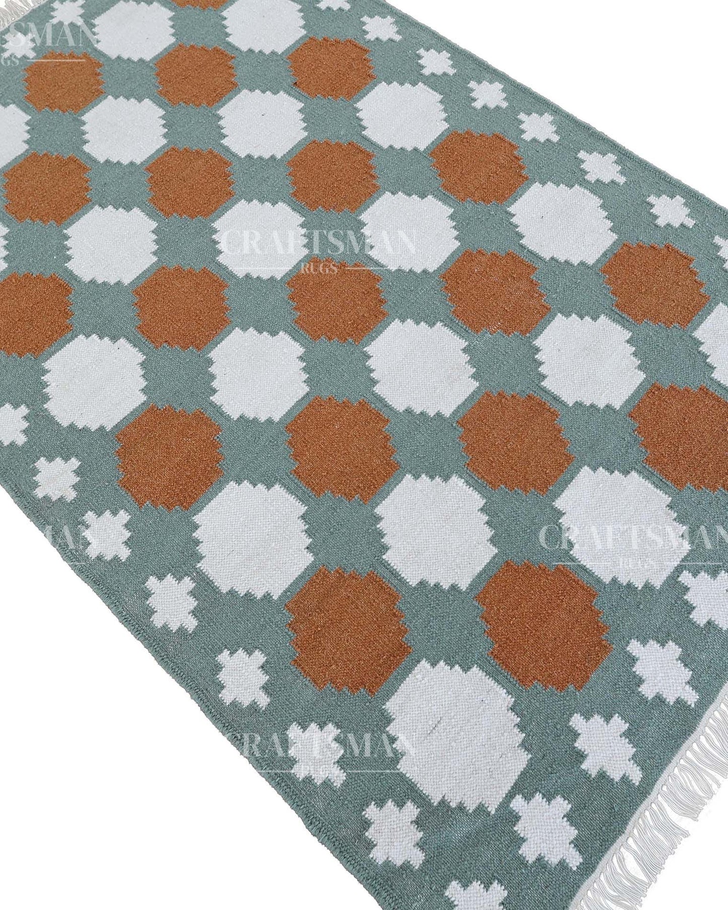 Latticea Wool Dhurrie Hand-Woven Flatweave Rug