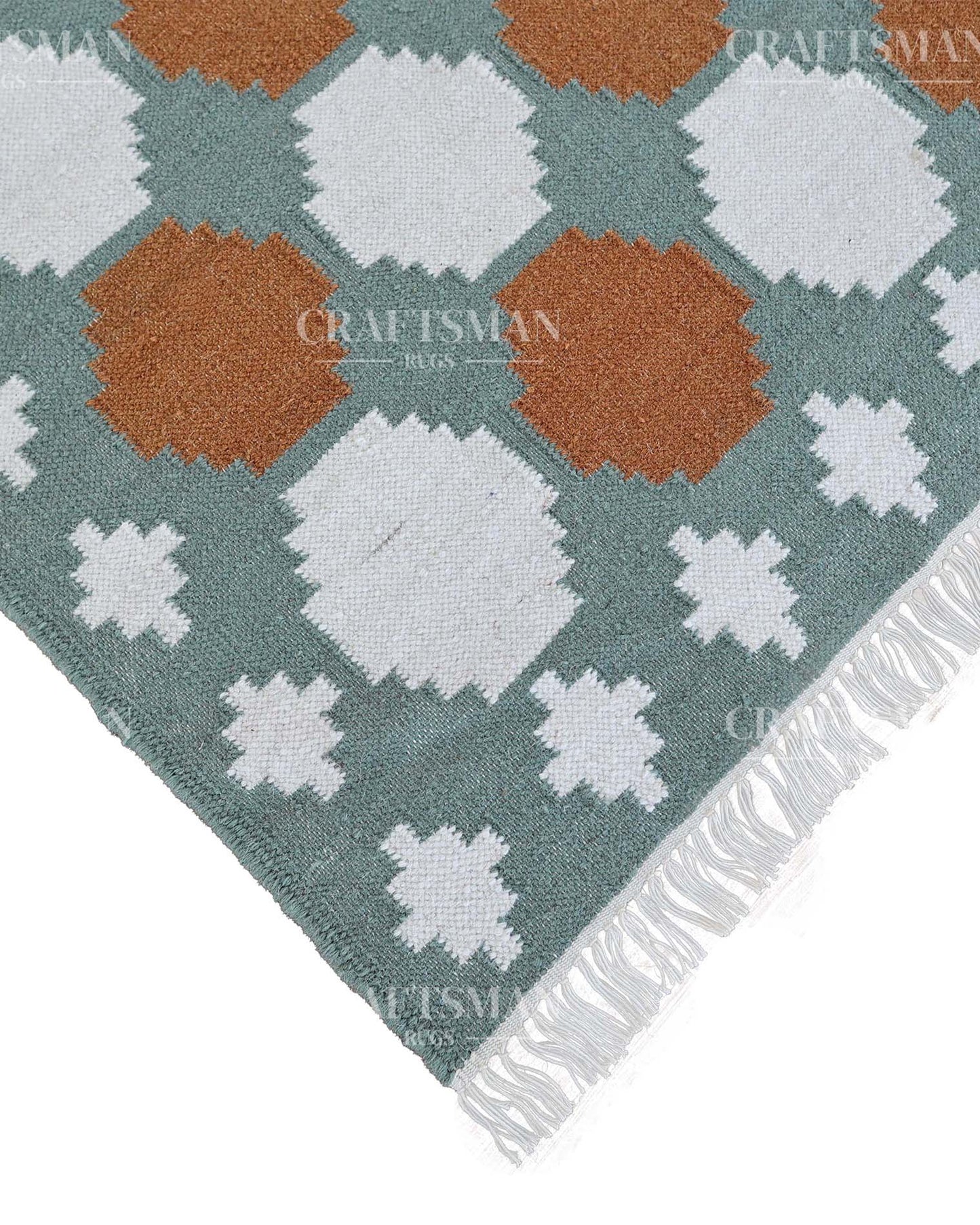 Latticea Wool Dhurrie Hand-Woven Flatweave Rug