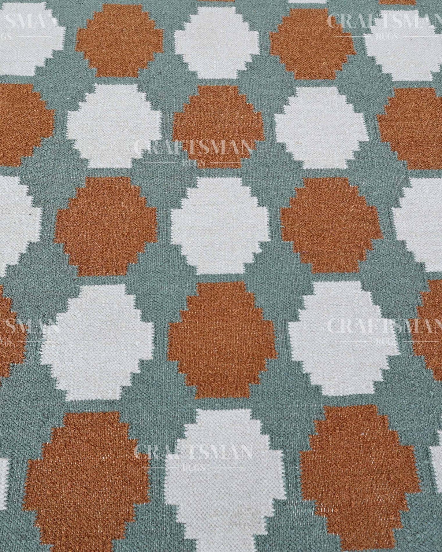 Latticea Wool Dhurrie Hand-Woven Flatweave Rug