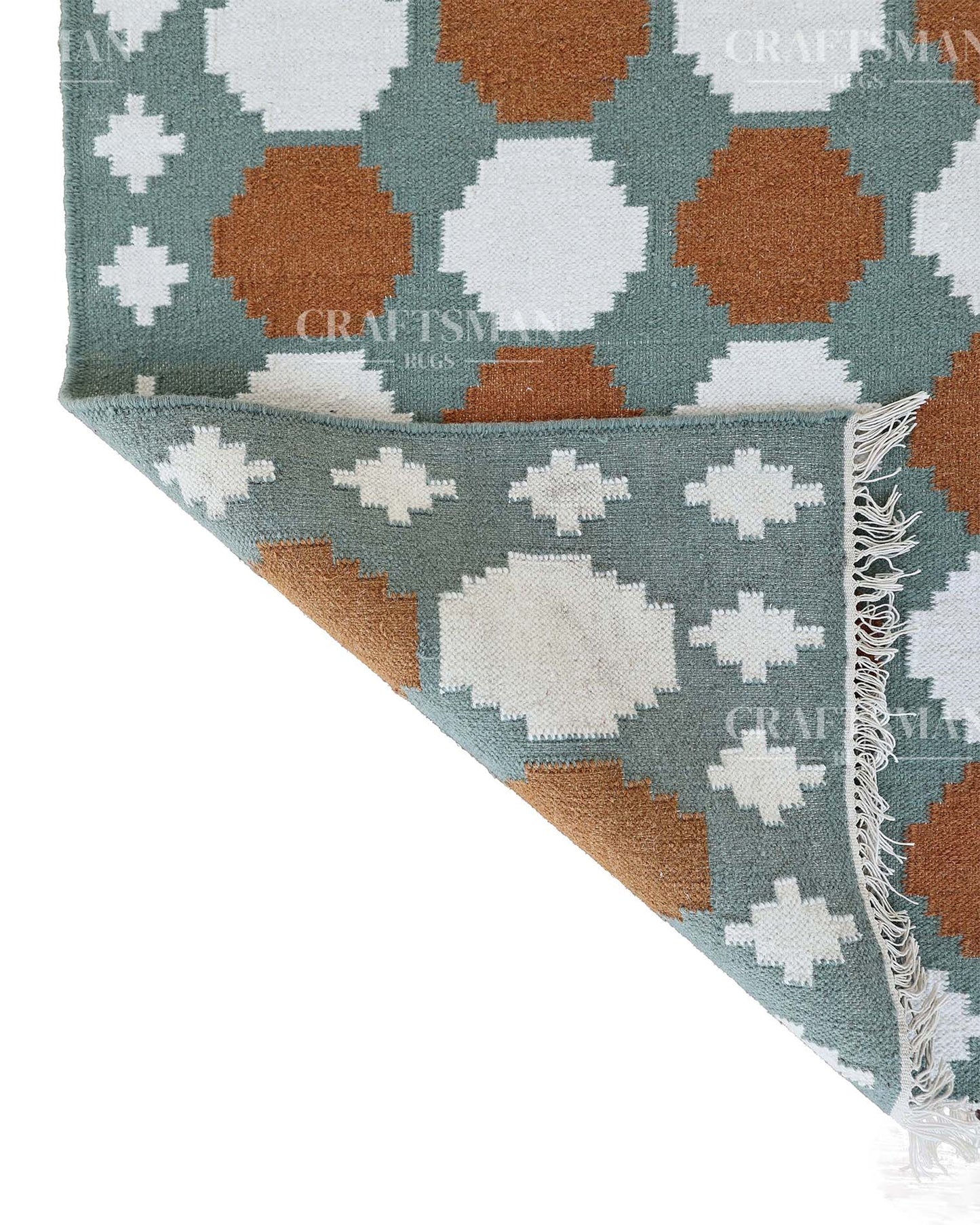 Latticea Wool Dhurrie Hand-Woven Flatweave Rug