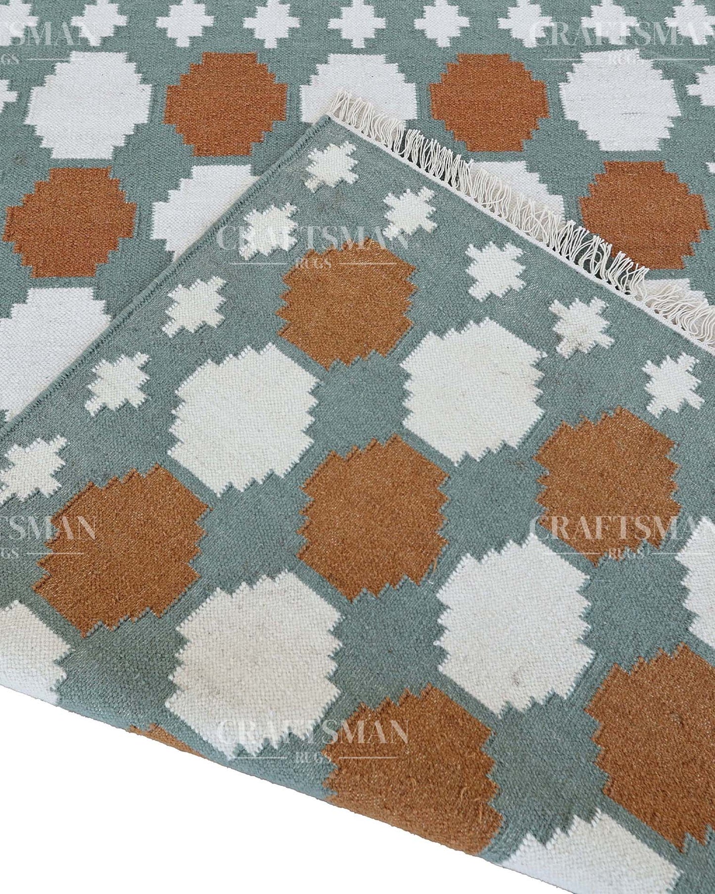 Latticea Wool Dhurrie Hand-Woven Flatweave Rug