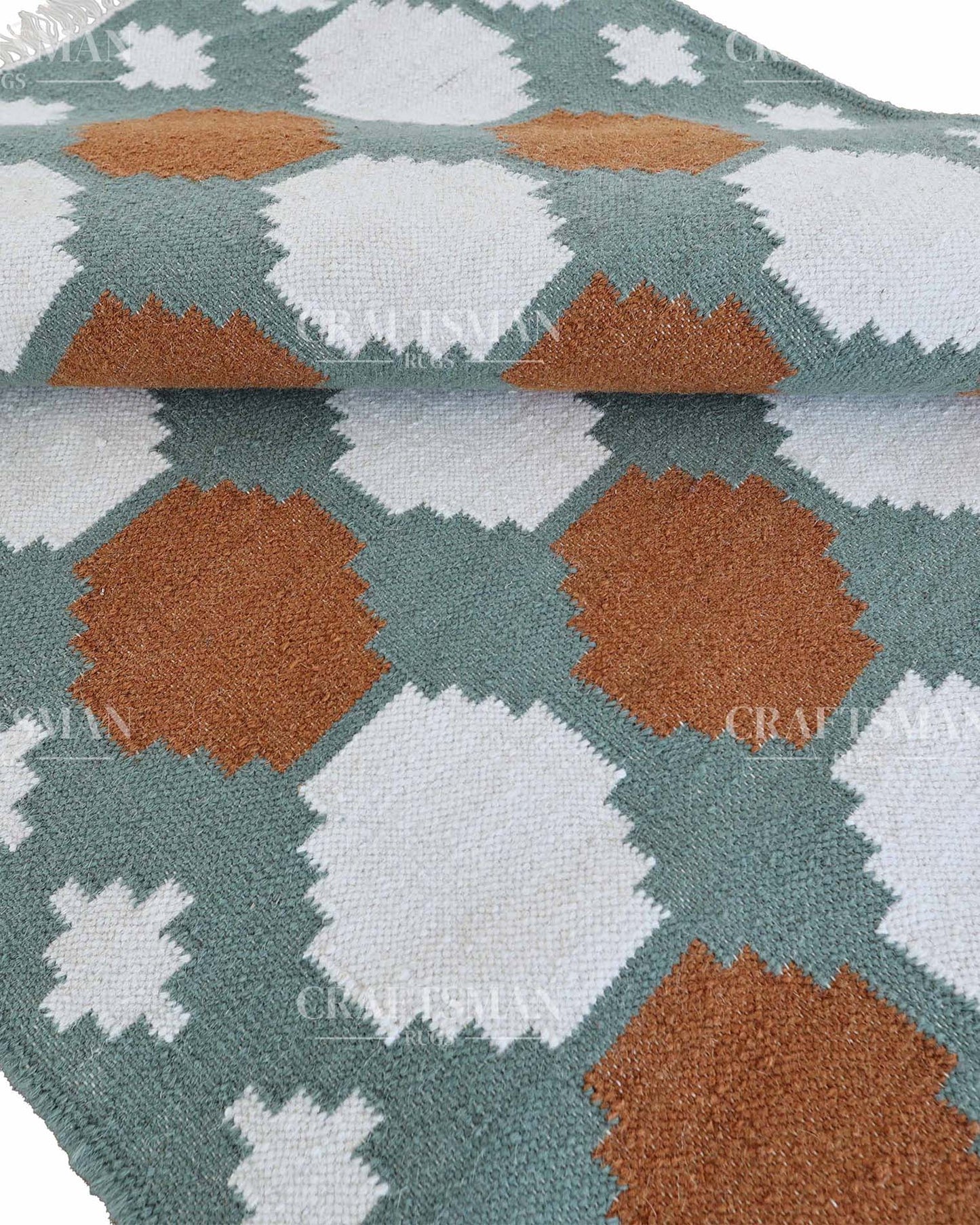 Latticea Wool Dhurrie Hand-Woven Flatweave Rug