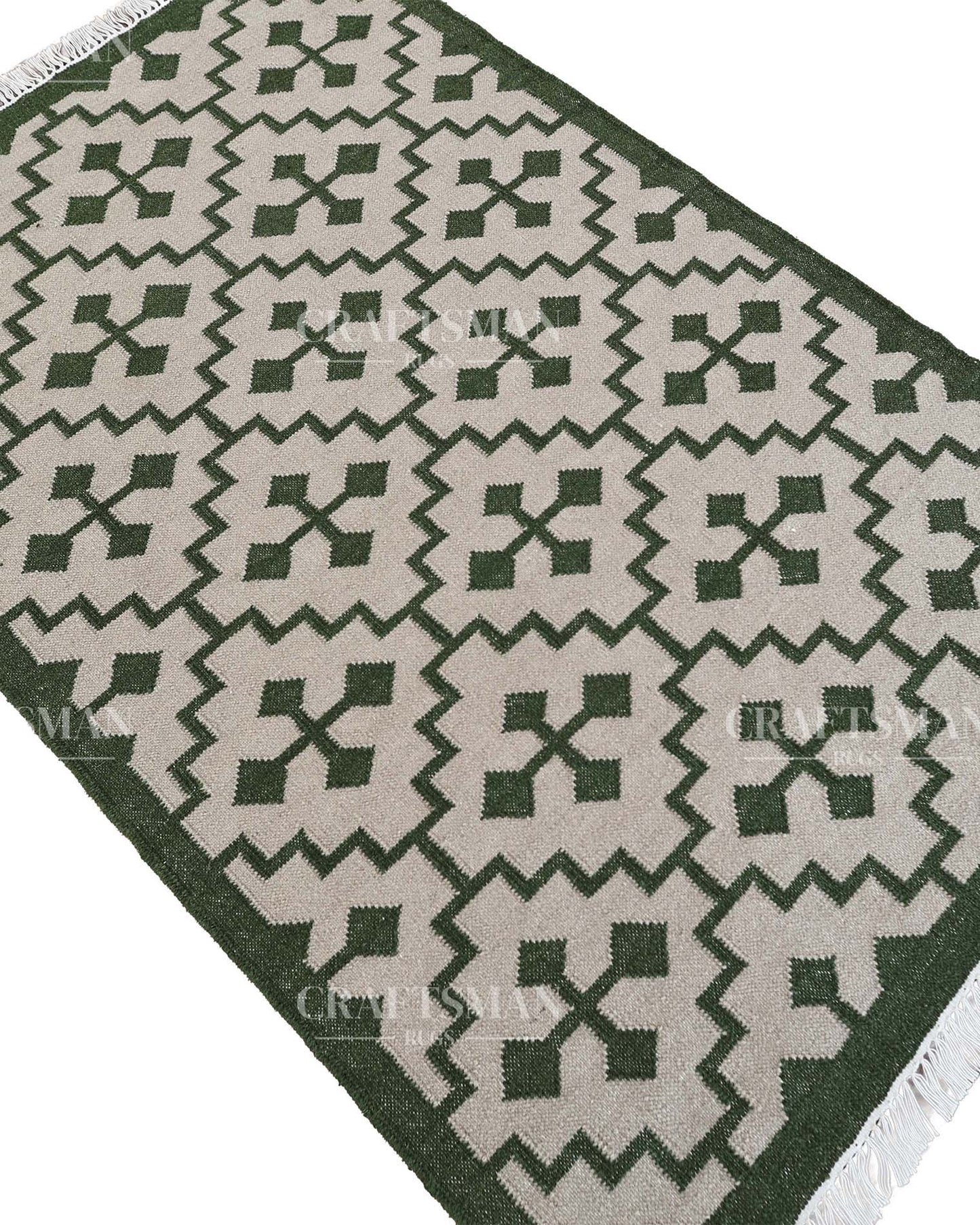 Tigris Wool Dhurrie Hand-Woven Flatweave Rug