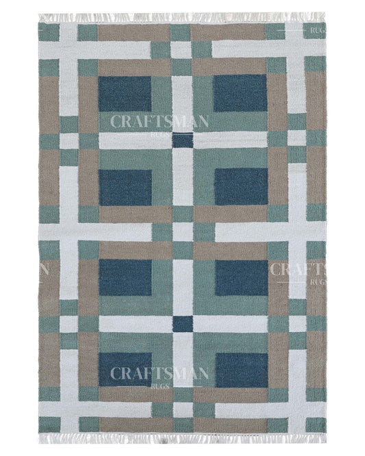 Mosaicra Wool Dhurrie Hand-Woven Flatweave Rug