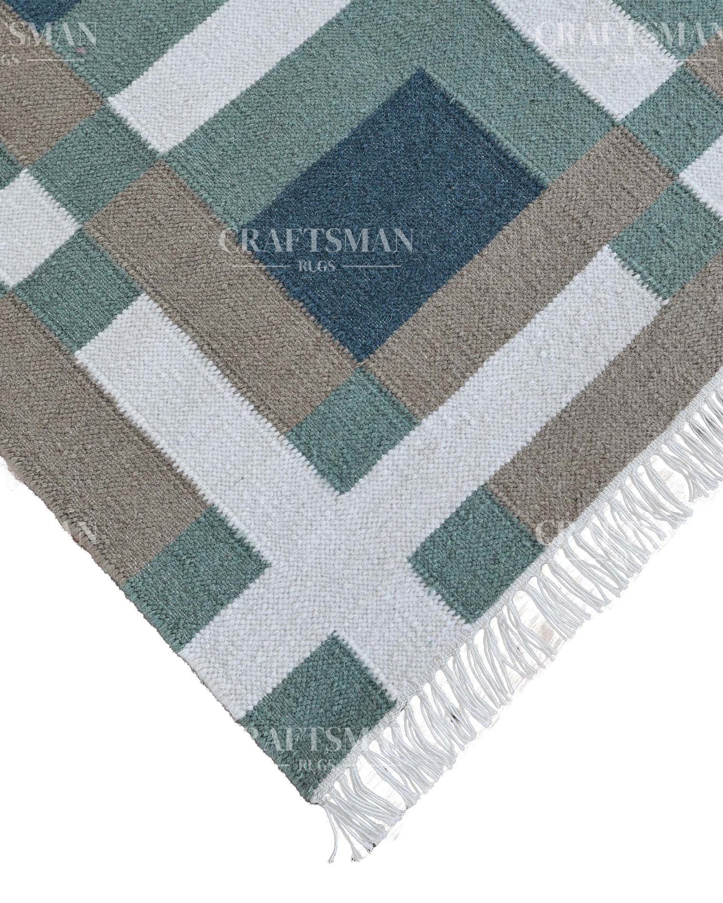 Mosaicra Wool Dhurrie Hand-Woven Flatweave Rug
