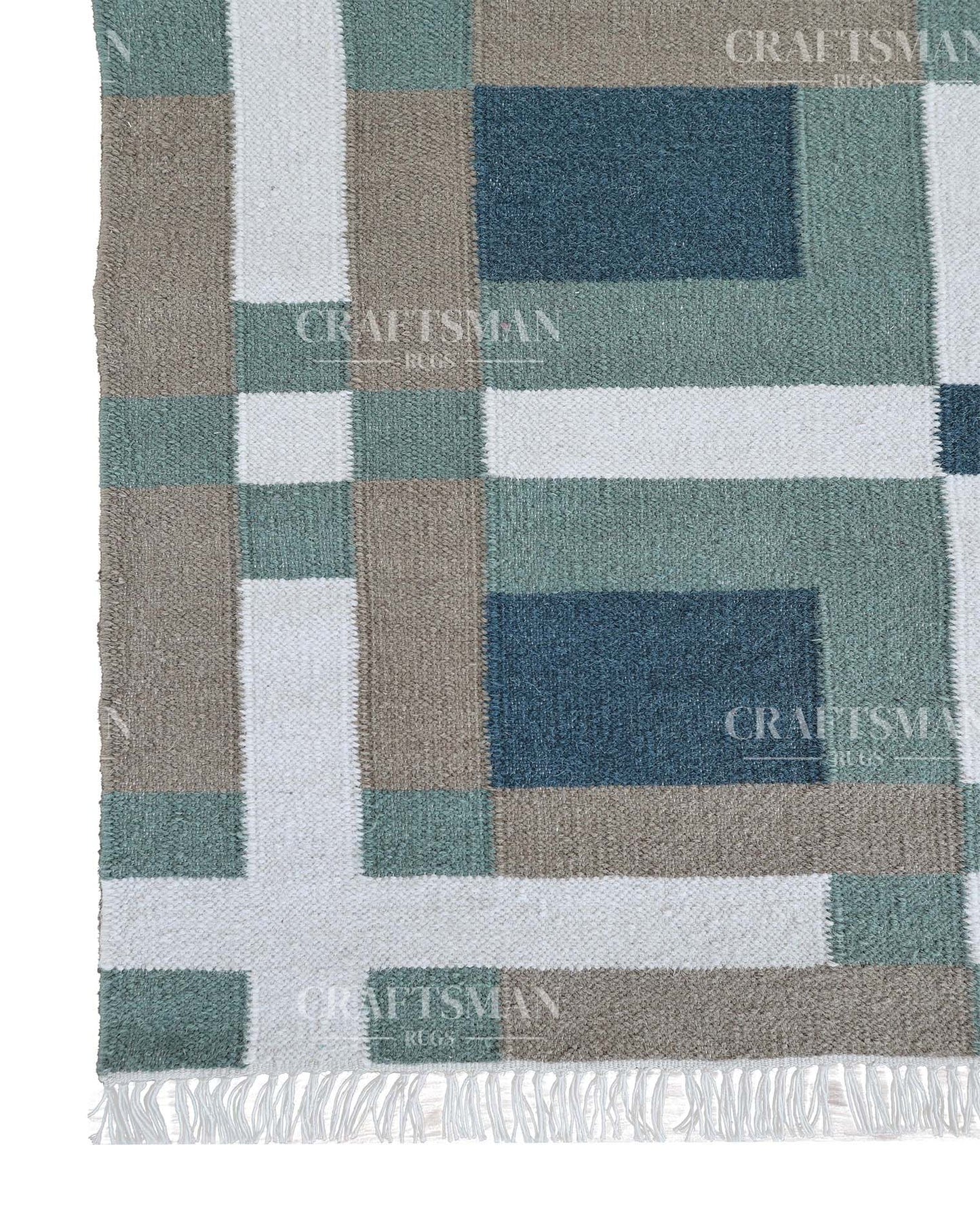 Mosaicra Wool Dhurrie Hand-Woven Flatweave Rug