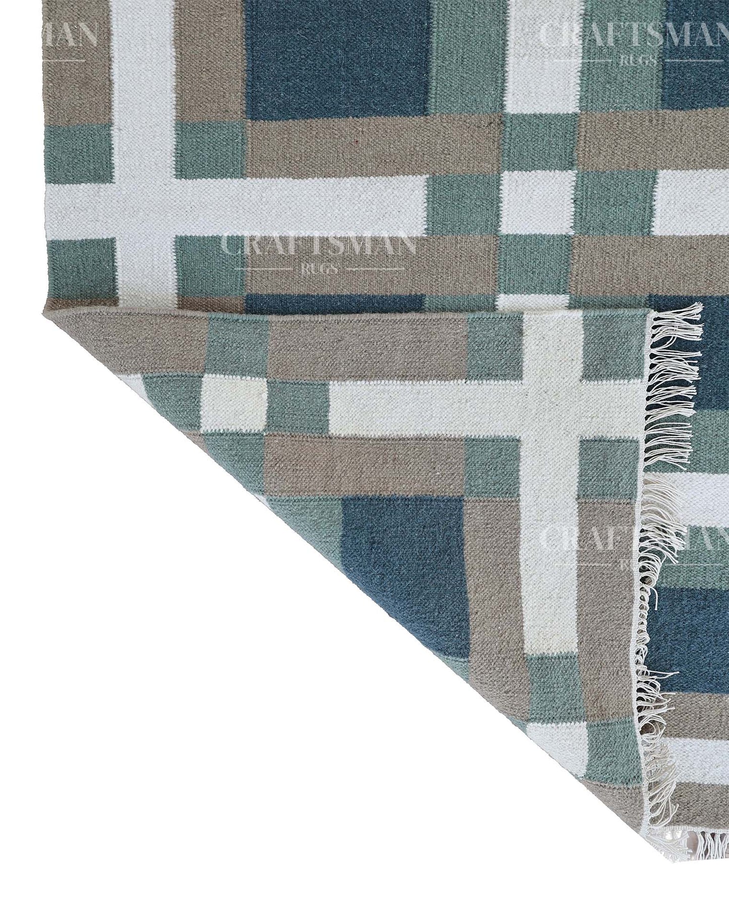 Mosaicra Wool Dhurrie Hand-Woven Flatweave Rug