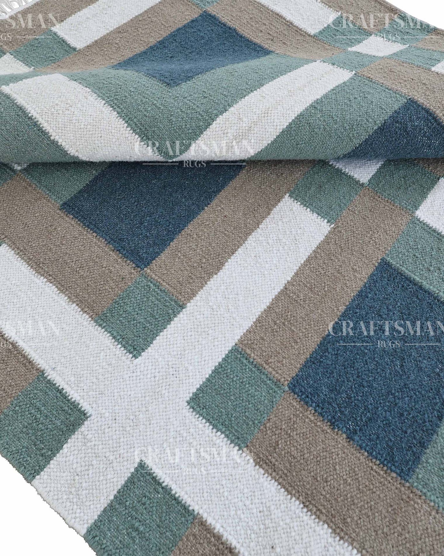 Mosaicra Wool Dhurrie Hand-Woven Flatweave Rug