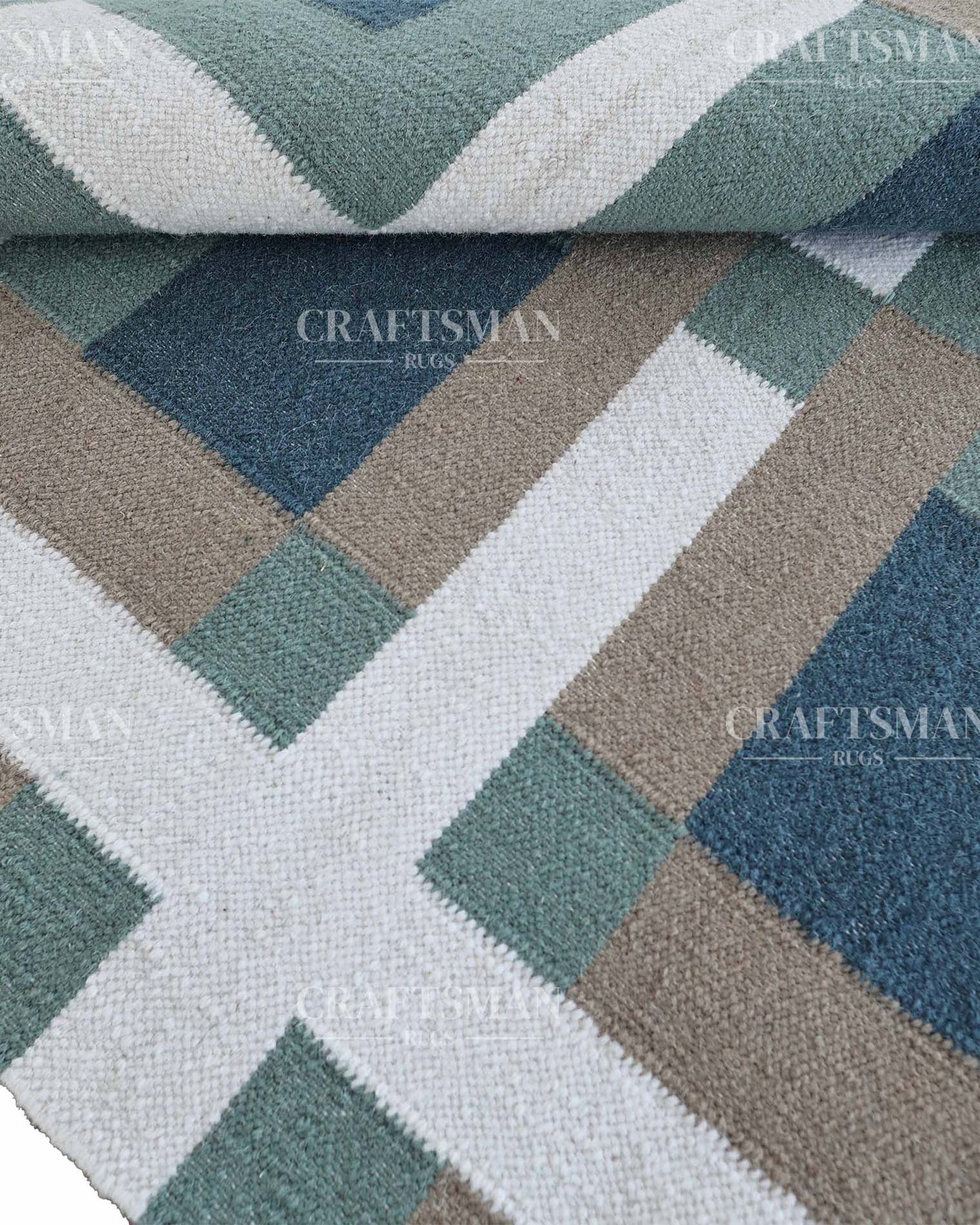 Mosaicra Wool Dhurrie Hand-Woven Flatweave Rug