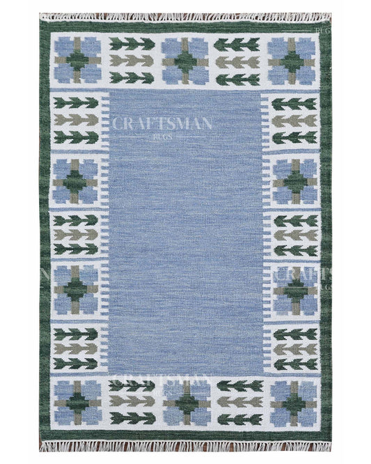 Gridora Wool Dhurrie Hand-Woven Flatweave Rug