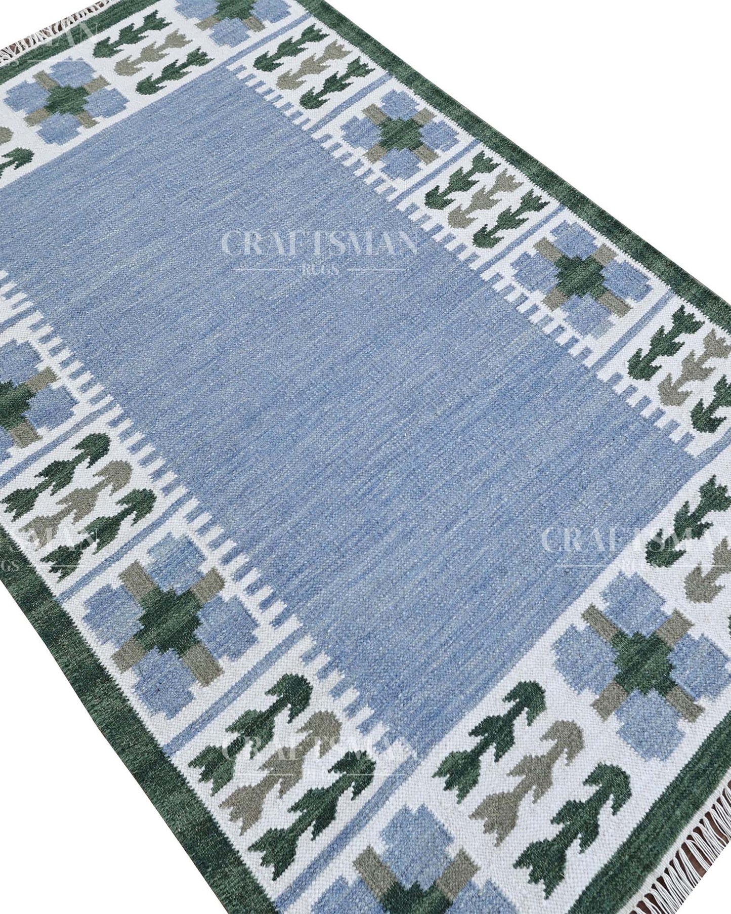 Gridora Wool Dhurrie Hand-Woven Flatweave Rug