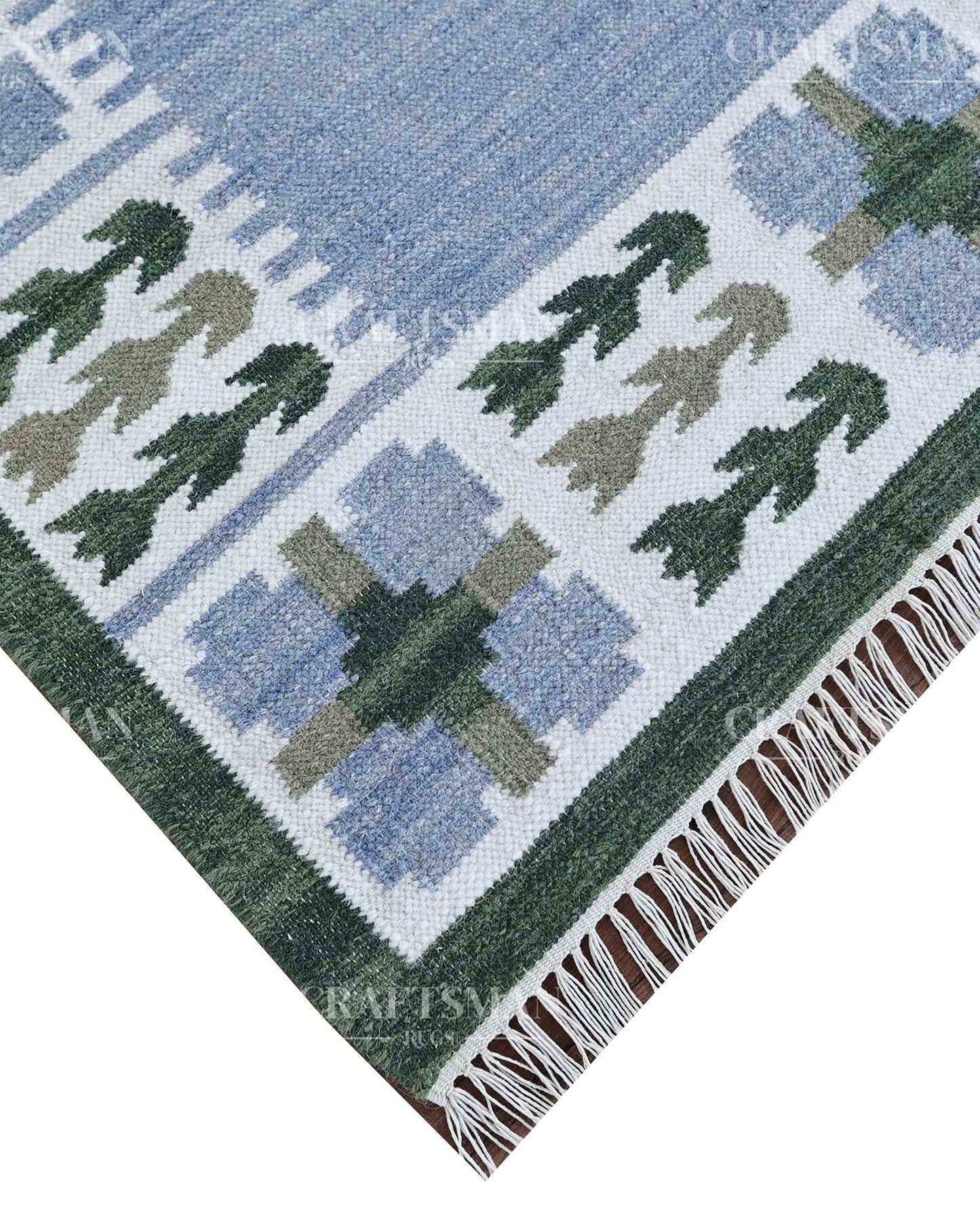 Gridora Wool Dhurrie Hand-Woven Flatweave Rug